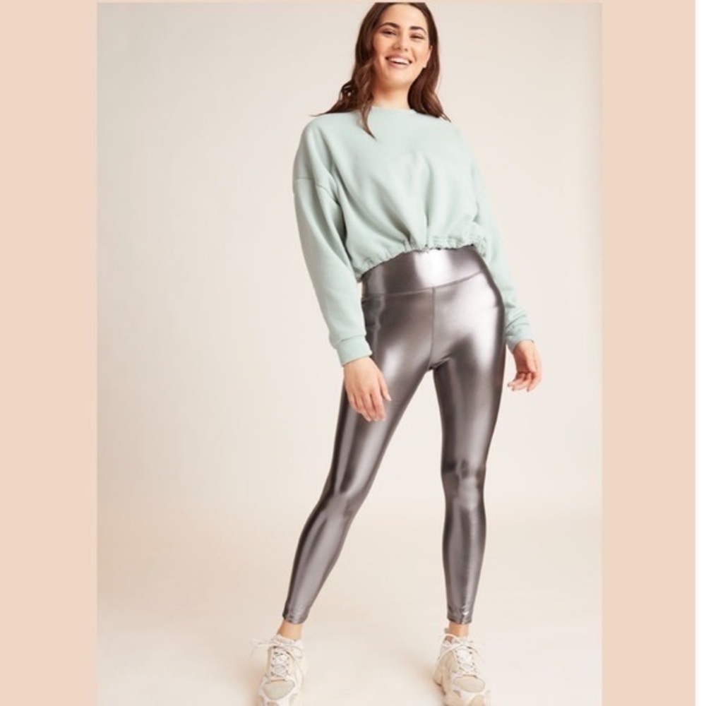 Knix Papaya Titanium Sculpt Leggings Silver Metallic Grey Size Large